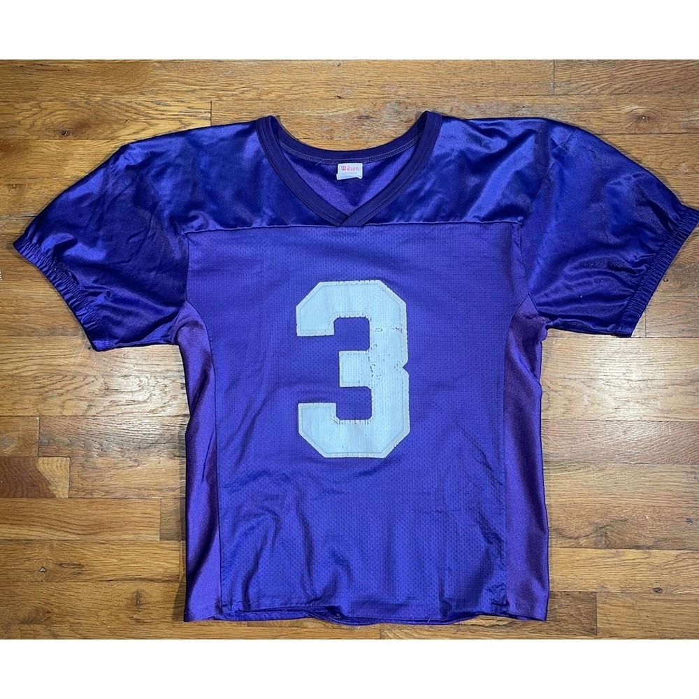 Vintage Wilson Football Jersey Sz L Purple Made In USA‎ # 3 Blank